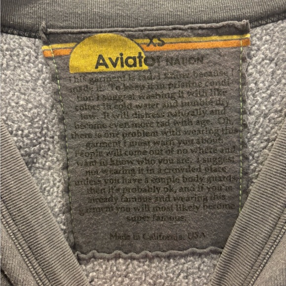 AVIATOR NATION Crew Neck Sweatshirt w/stripe detail, Size XS, Excellent Cond - Picture 5 of 12